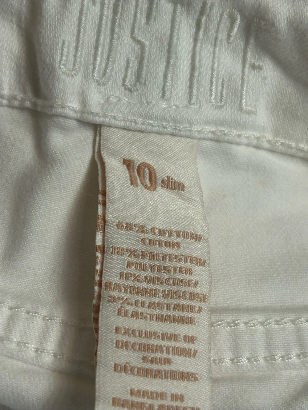 NWT- Justice Girls White Denim Shorts